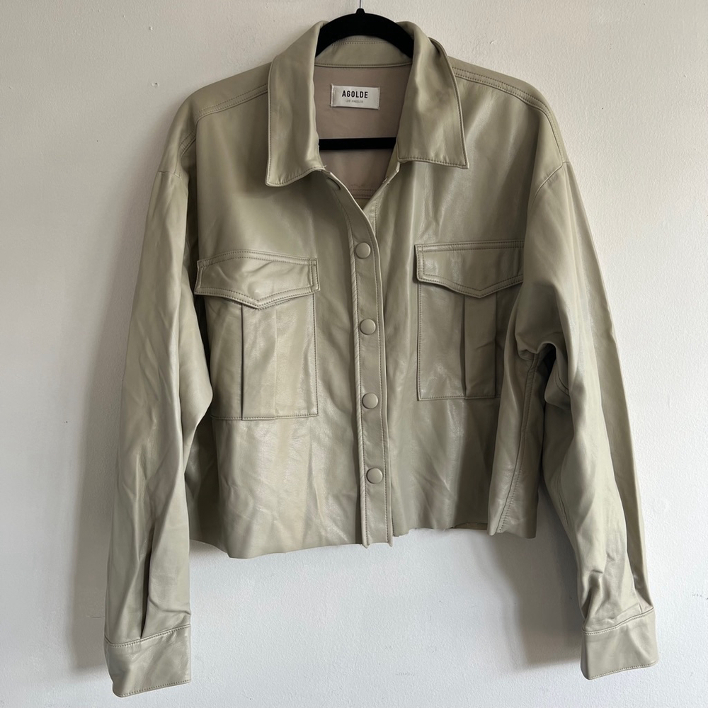 AGOLDE Beige Vegan Leather Jacket
